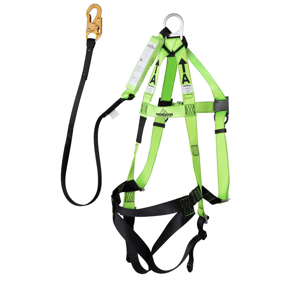 PeakWorks PeakWorks FBH-10000A5440-4 Integral Harness & Lanyard Combo – 4 ft (1.2 m), 110–220 lb
