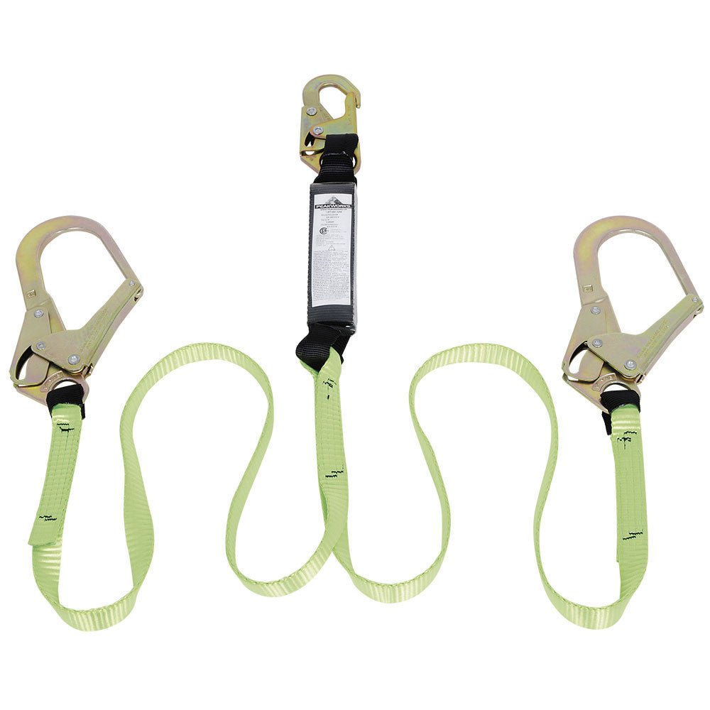 PeakWorks PeakWorks SA-54022-6 Twin Leg Shock Absorbing Lanyard – Snap & Form Hooks – 6' (1.8M)