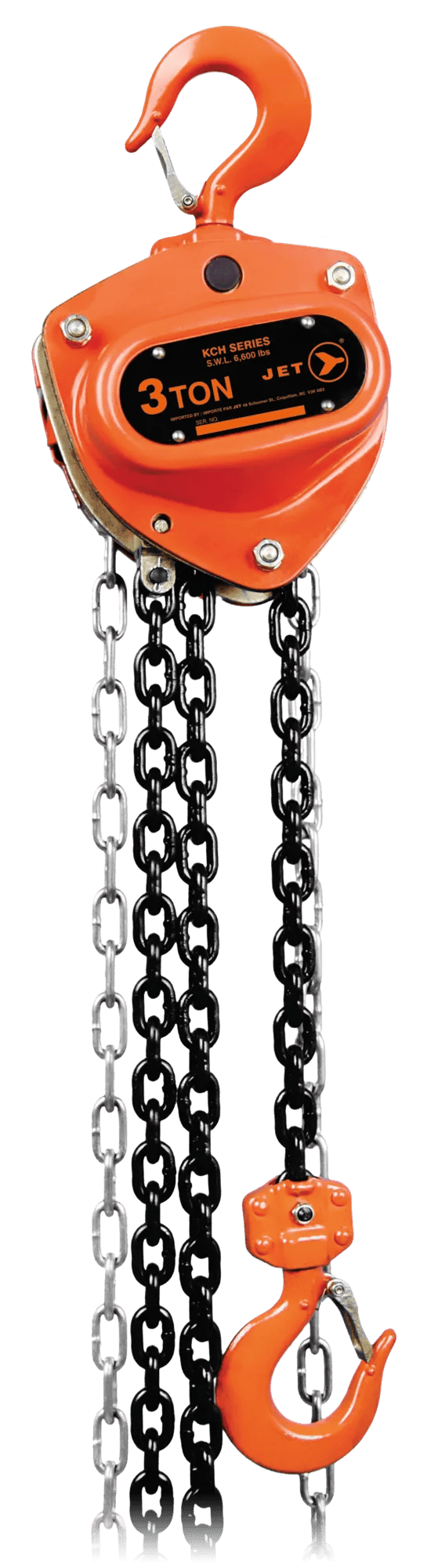 JET Tools JET Tools 101342 KCH Heavy-Duty Chain Hoist – 3 Ton, 10' Lift, Overload Protection
