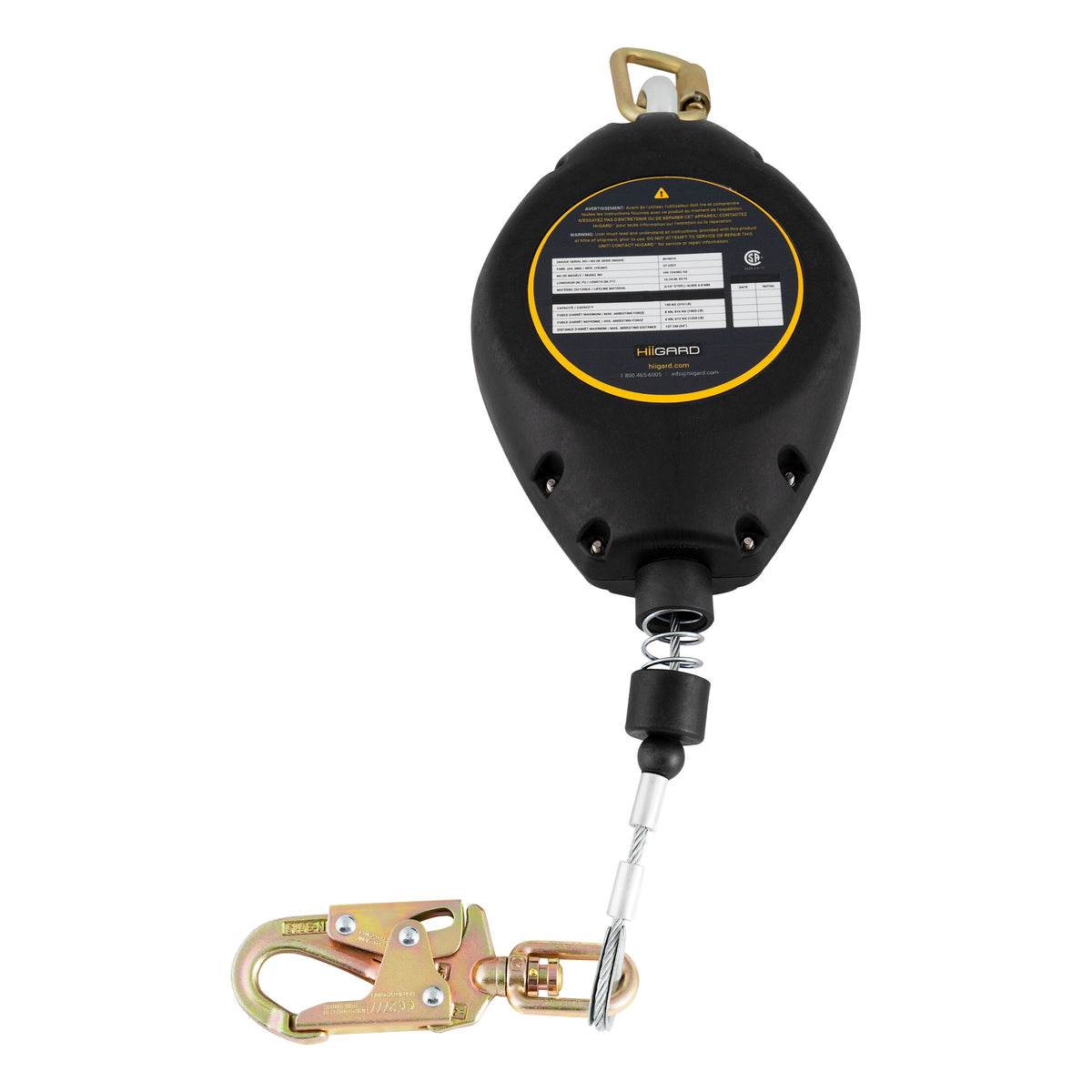 HIIGARD HIIGARD 50 ft Retractable Steel-Cable Lifeline — HG-1540RC-50-1