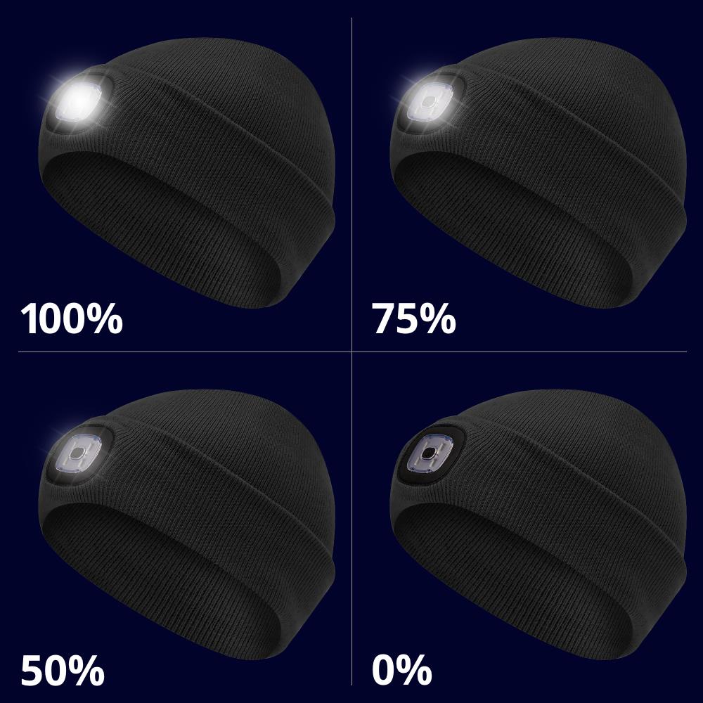 KNIT TOQUE WITH LED HEADLIGHT – BLACK – ONE SIZE FITS ALL