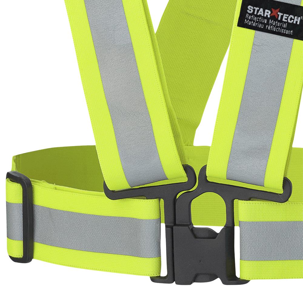 PIONNER 5592 ADJUSTABLE 4-POINT TEAR-AWAY ADJUSTABLE SAFETY SASH - HI-VIZ YELLOW/GREEN