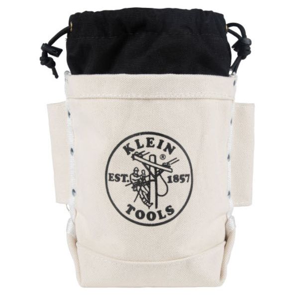 Bolt Bag has durable 3-Inch 7.6 cm) drawstring closing top to prevent items from falling out of pouch at height
Same durability as Klein 5416 Series bull pin and bolt pouch
Pouch constructed of heavy-duty No. 4 canvas
Bolt bag with standard bull-pin loop on each side