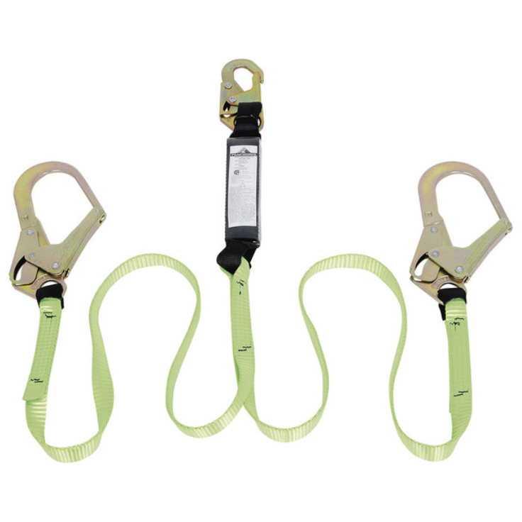 PEAKWORKS SA-54022-6 SHOCK ABSORBING TWIN LEG LANYARD - SNAP & FORM HOOKS- 6' (1.8M)