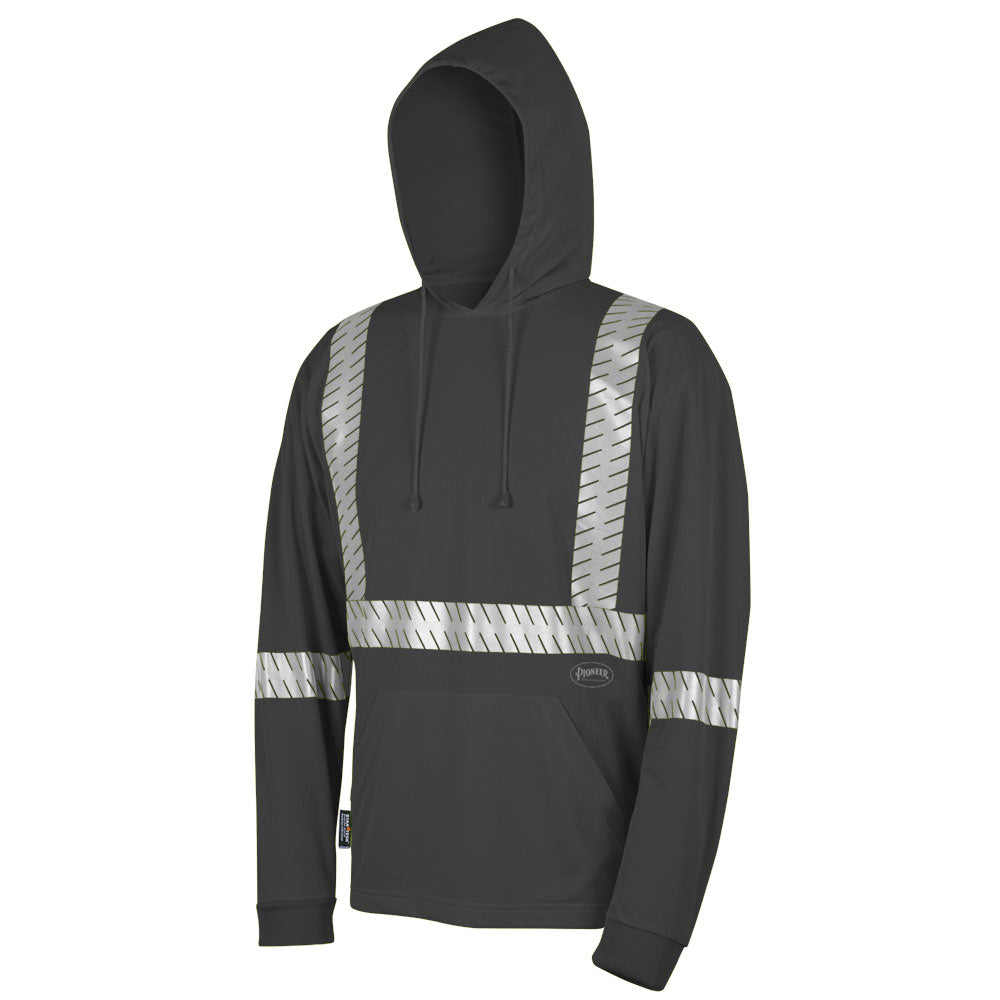 PIONEER HI-VIS BIRDS EYE SAFETY HOODIE SHIRT - BLACK