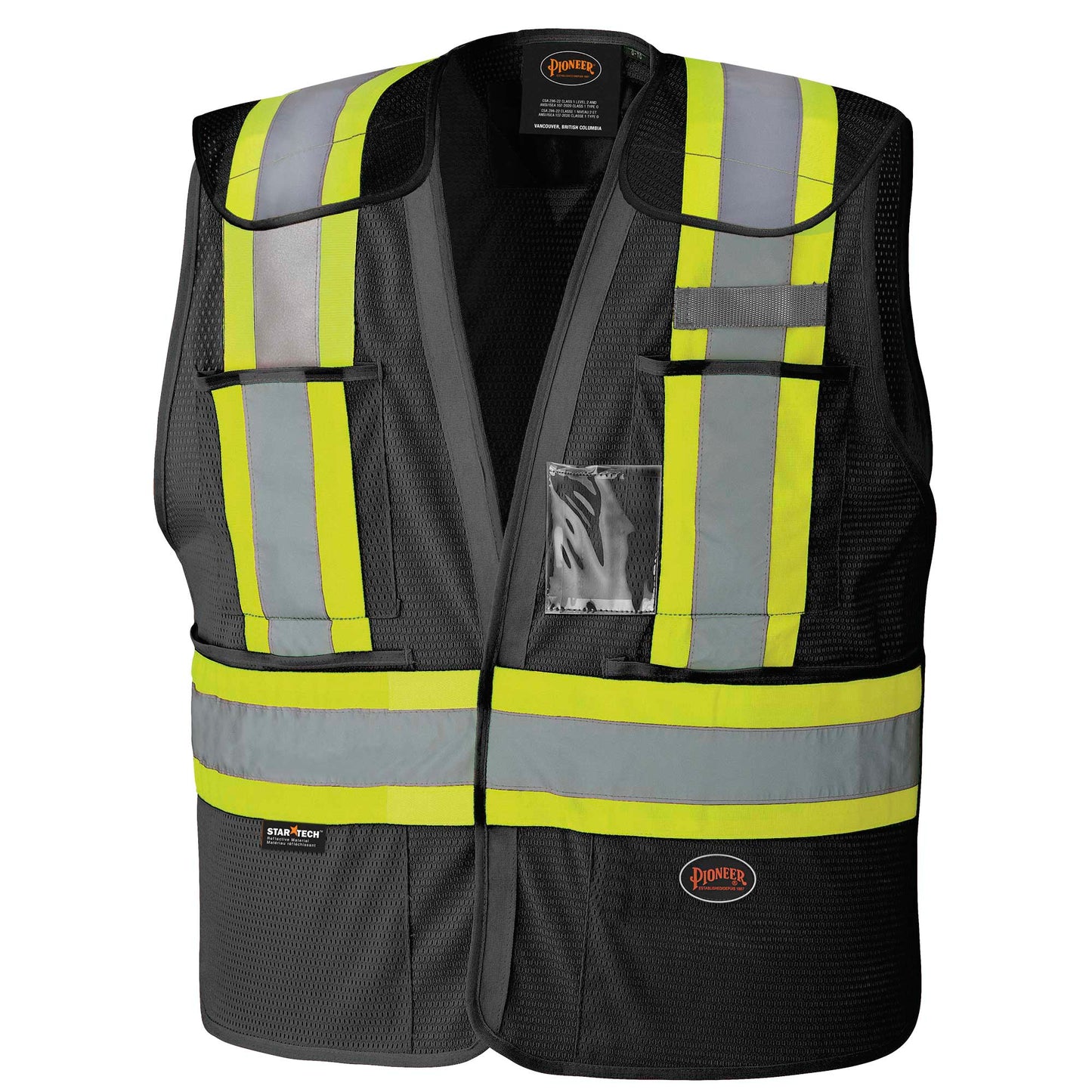 PIONEER 6933BK DROP SHOULDER SAFETY TEAR-AWAY VEST - BLACK