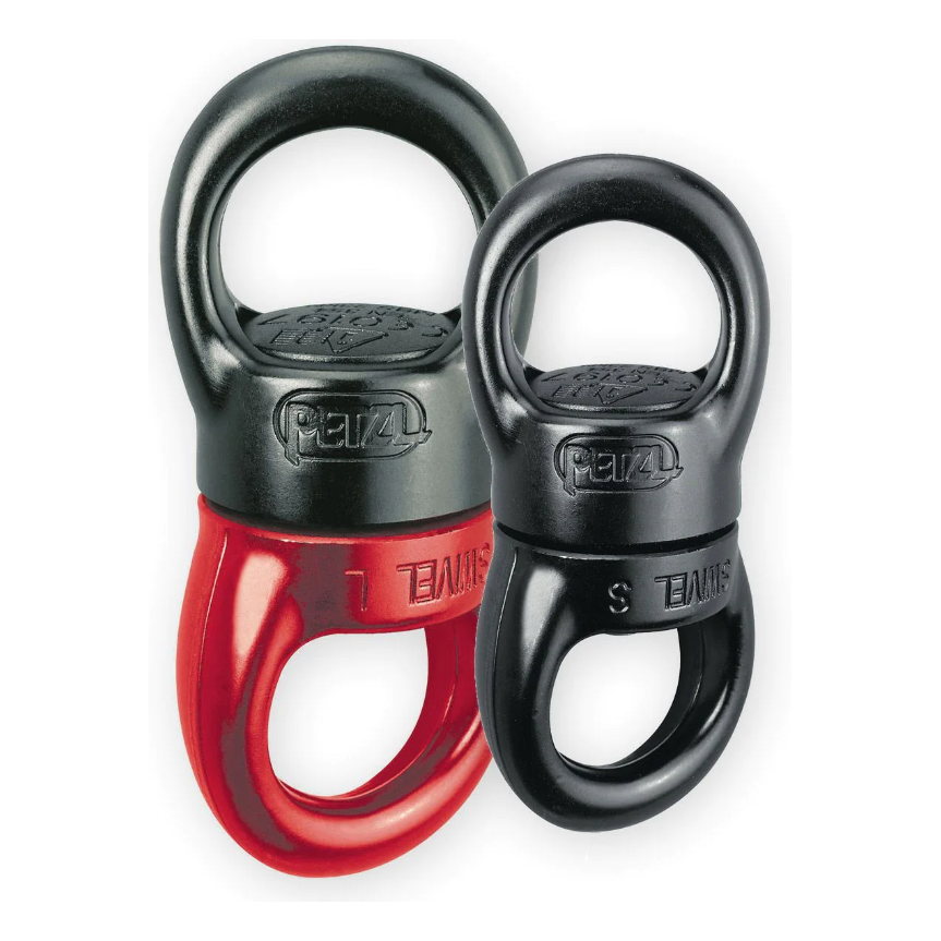 Prevents the rope from twisting when the load is turning
Excellent performance and reliability due to maintenance-free sealed ball-bearings
SWIVEL S:
- designed for one-person loads
- compact
SWIVEL L:
- designed for two-person loads, up to three connectors can be attached in the ends
