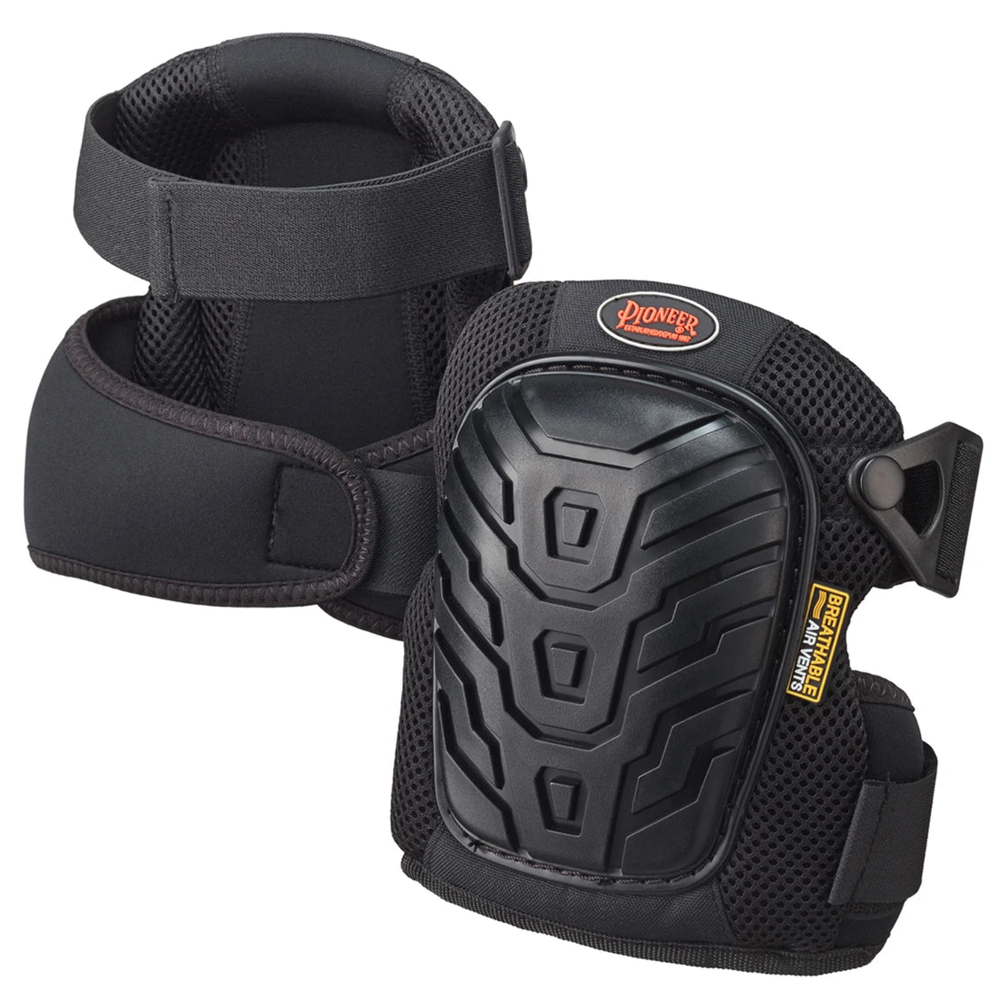 Pioneer Pioneer 169 Air-Vented Professional Gel Knee Pads – Oversize, Black (Pair)