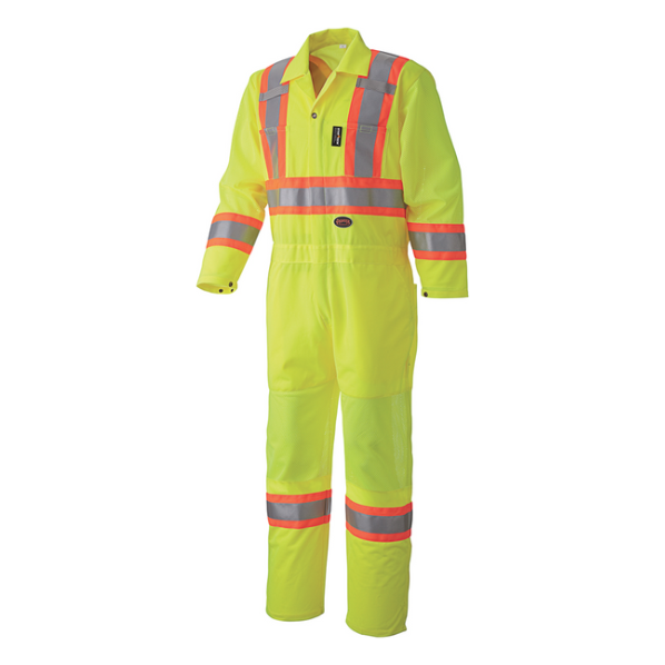 PIONEER 5999A TRAFFIC SAFETY COVERALL - HI-VIZ YELLOW/GREEN