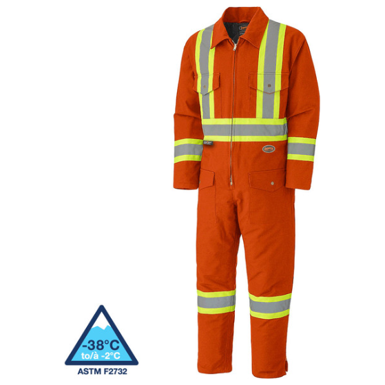 PIONEER 5540A QUILTED COTTON DUCK SAFETY COVERALL - ORANGE