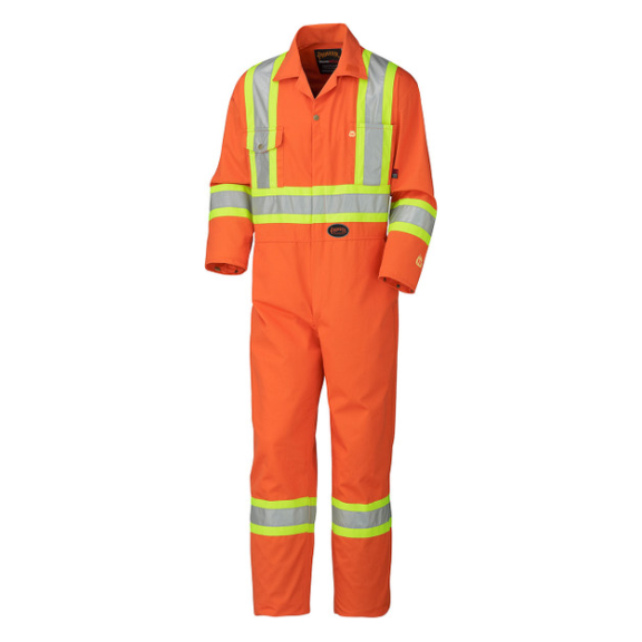 PIONEER 5555T FLAME RESISTANT/ARC RATED SAFETY COVERALLS - HI-VIZ ORANGE (TALL)