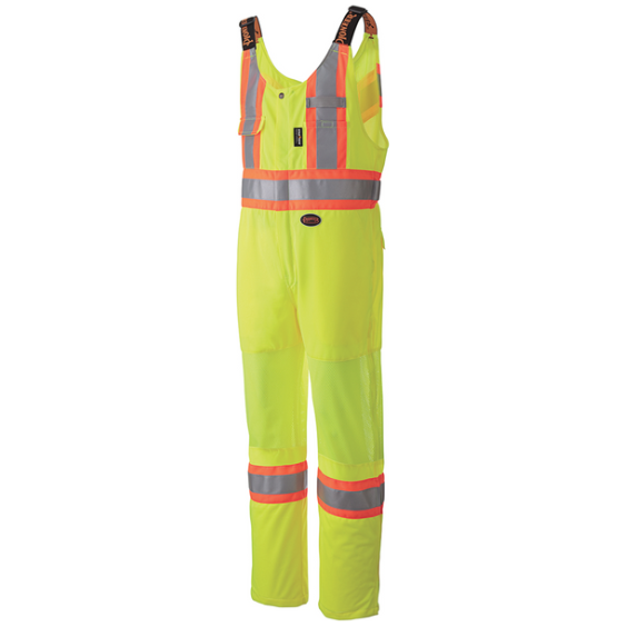 PIONEER 6000 TRAFFIC SAFETY OVERALLS - MESH ARM & LEG PANELS - HI-VIZ YELLOW/GREEN
