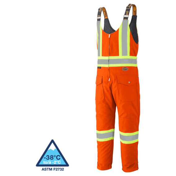 PIONEER 5538 INSULATED COTTON DUCK OVERALLS - HI-VIZ ORANGE