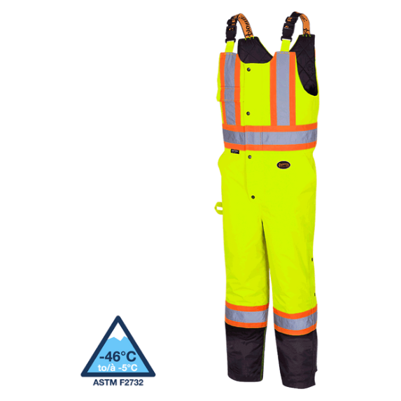 PIONEER 5041BB QUILTED 100% WATERPROOF OVERALLS - HI-VIZ YELLOW/GREEN