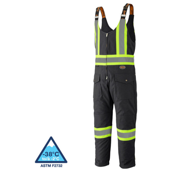 PIONEER 5536BK SAFETY QUILTED COTTON DUCK OVERALLS - BLACK