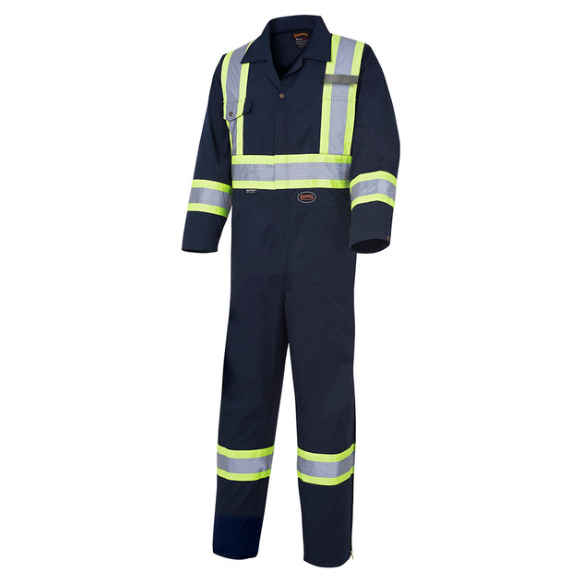 PIONEER 516 POLY/COTTON SAFETY COVERALL - BOOT ACCESS ZIPPERS - NAVY