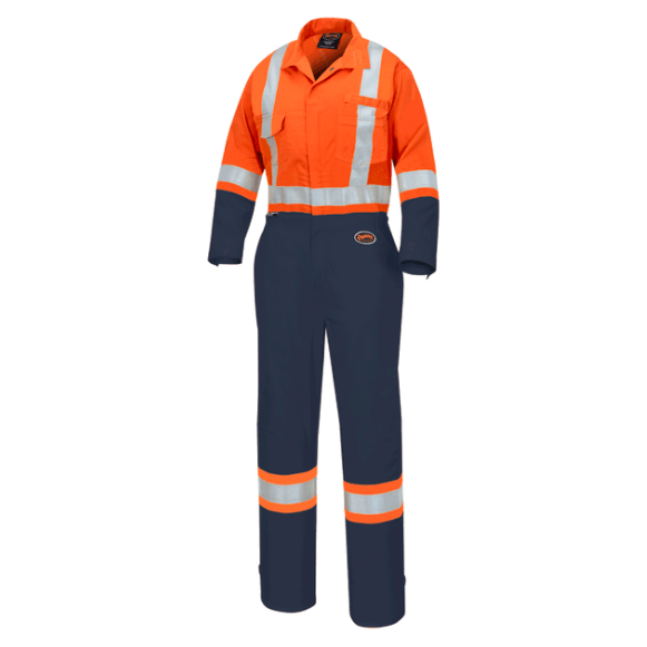 These coveralls feature superior flash fire and arc flash protection and will keep you comfortable, productive, and visible on the jobsite.
• FR-Tech® 88% premium cotton blended with 12% high-tenacity nylon, 7 oz (240 GSM)
• Material and all components meet CGSB 155.20-2017 and NFPA 2112-2018 certified to UL
• Flame-resistant material is guaranteed for the life of the garment
• Startech® FR reflective tape provides maximum visibility
• Action-back style allows ease of movement and ample range of motion