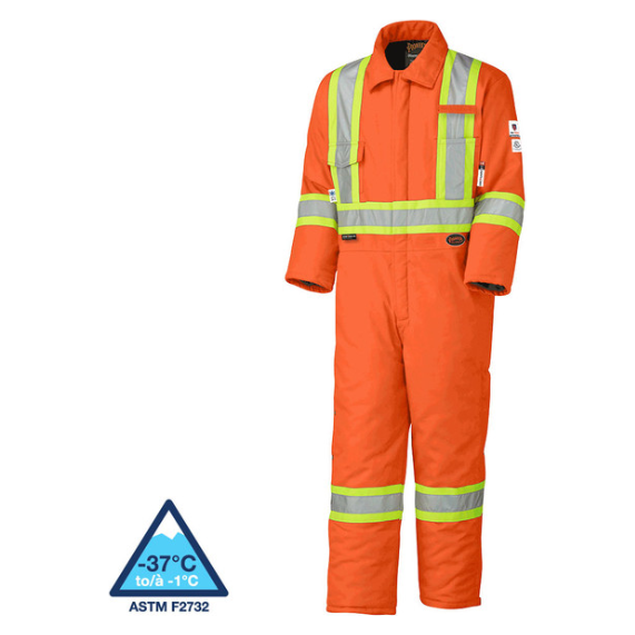 PIONEER 5532A FLAME RESISTANT QUILTED COTTON SAFETY COVERALL - HI-VIZ ORANGE