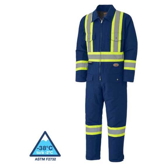 PIONEER 5539A QUILTED COTTON DUCK SAFETY COVERALL - NAVY