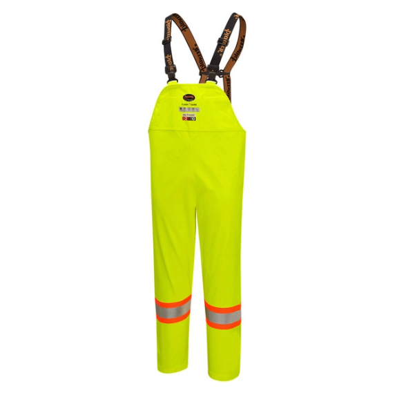 PIONEER 5883 FLAME RESISTANT/ARC RATED WATERPROOF BIB PANTS - HI-VIZ YELLOW/GREEN