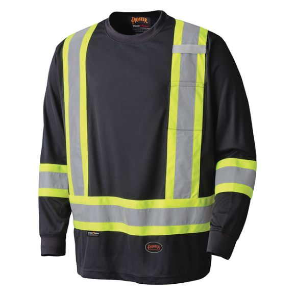 PIONEER 6997 BIRDSEYE SAFETY LONG SLEEVE SHIRT - BLACK