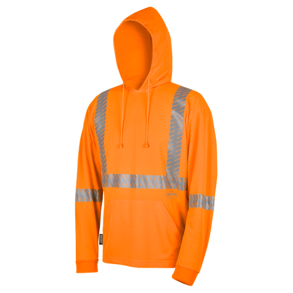 PIONEER 6964 BIRDSEYE SAFETY HOODIE SHIRT - HI-VIZ ORANGE