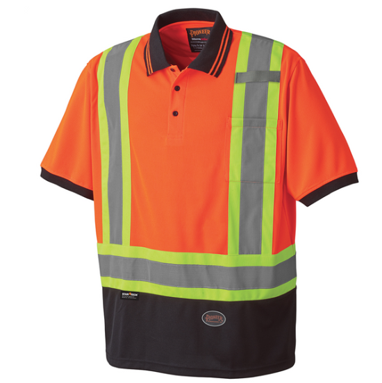 PIONEER 6986 BIRDSEYE SAFETY POLO SHIRT - HI-VIZ ORANGE