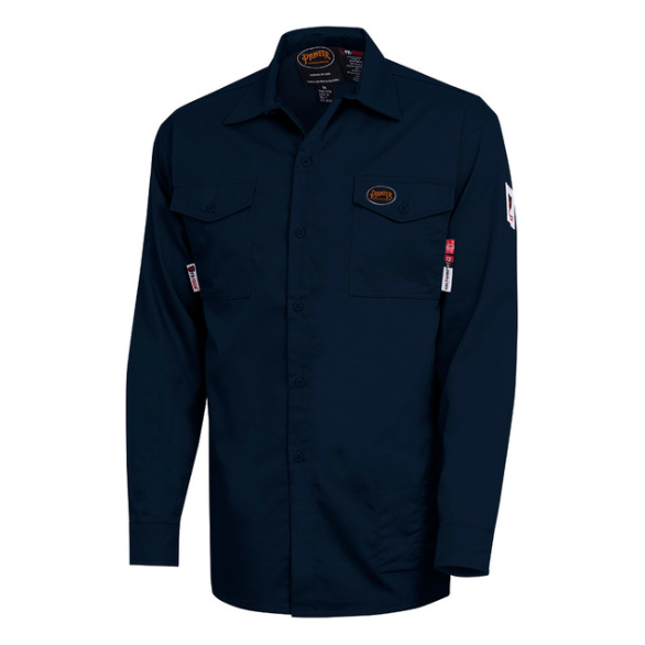These flame-resistant work shirts give a professional appearance without sacrificing safety. They are designed especially for hard work and will keep you comfortable and protected each day every day.
• Made with premium cotton blend with high-tenacity nylon
• Collared shirt covers the neck and gives a professional appearance
• Self-extinguishing material protects workers from potential burns
• Inherently Aramid sewing threads offer maximum heat resistance
• Tested to the highest standards and offers