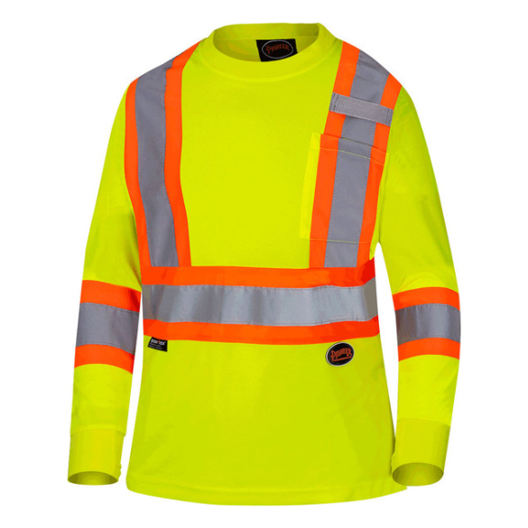 PIONEER 6969 BIRDSEYE WOMEN'S SAFETY LONG SLEEVE SHIRT - HI-VIZ YELLOW