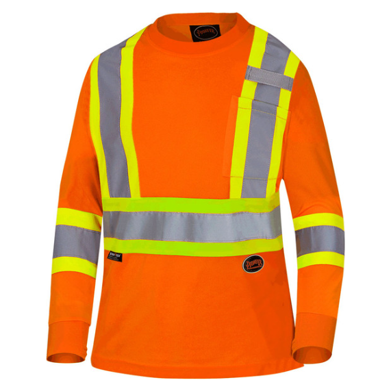 PIONEER 6968 BIRDSEYE WOMEN'S SAFETY LONG SLEEVE SHIRT - HI-VIZ ORANGE