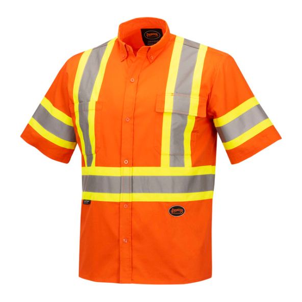 PIONEER SHORT SLEEVE COTTON SAFETY SHIRT - HI-VIZ ORANGE