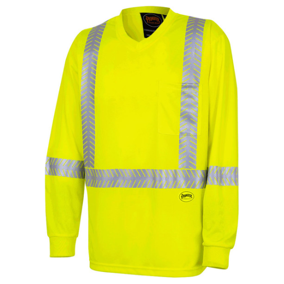 PIONEER 6905A UV PROTECTION COOLPASS® BREATHABLE LONG SLEEVE SAFETY SHIRT - HI-VIZ YELLOW/GREEN