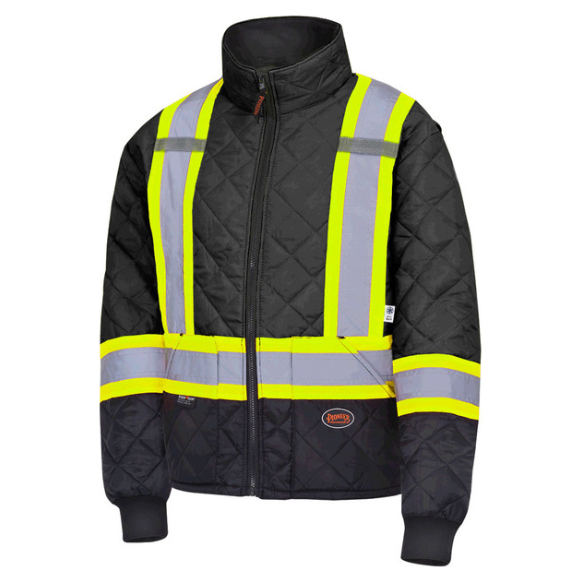 PIONEER 5017 HI-VIZ QUILTED FREEZER/ WORK SAFETY JACKET - BLACK