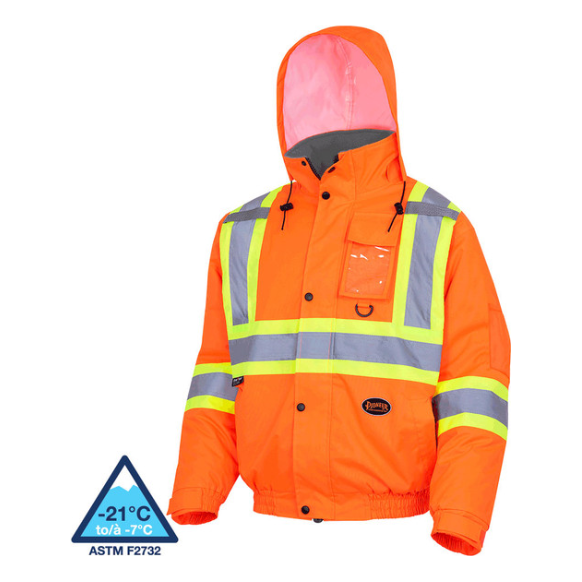 PIONEER 5032 WINTER QUILTED SAFETY BOMBERS - HI-VIZ ORANGE