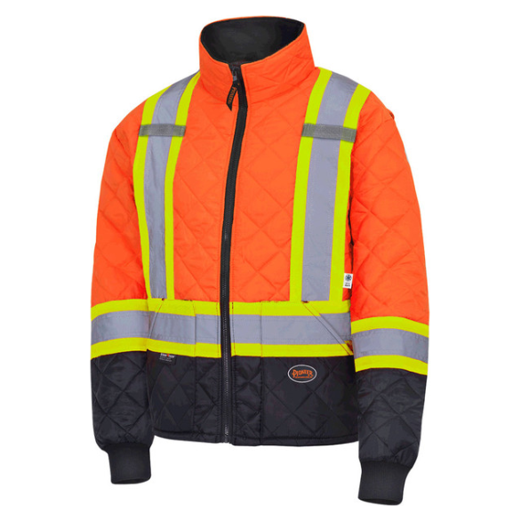 PIONEER 5015 QUILTED FREEZER/ WORK SAFETY JACKET - HI-VIZ ORANGE