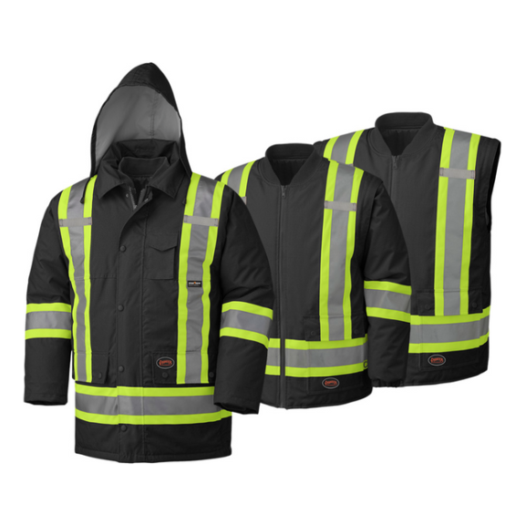 PIONEER 5025 WATERPROOF 7-IN-1 SAFETY PARKAS - BLACK