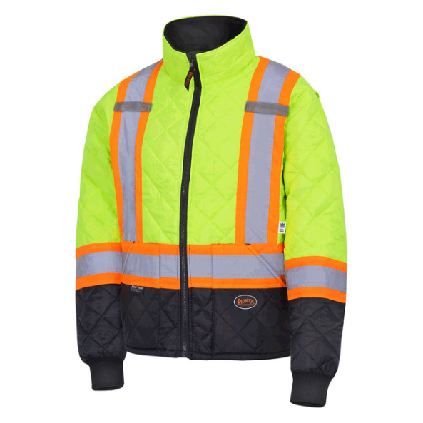 PIONEER 5016 QUILTED FREEZER/ WORK SAFETY JACKET - HI-VIZ YELLOW/GREEN