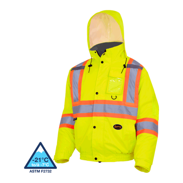 PIONEER 5033 WATERPROOF WINTER QUILTED SAFETY BOMBERS - HI-VIZ YELLOW/GREEN