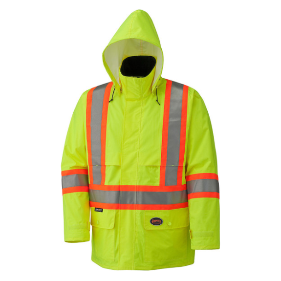 PIONEER 5596 HI-VIZ 150D LIGHTWEIGHT SAFETY JACKET WITH DETACHABLE HOOD