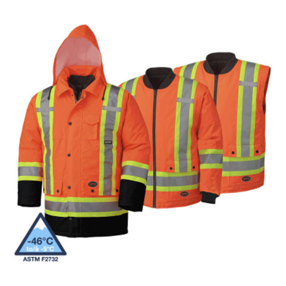PIONEER 5020BB WATERPROOF 7-IN1 SAFETY PARKAS - HI-VIZ ORANGE