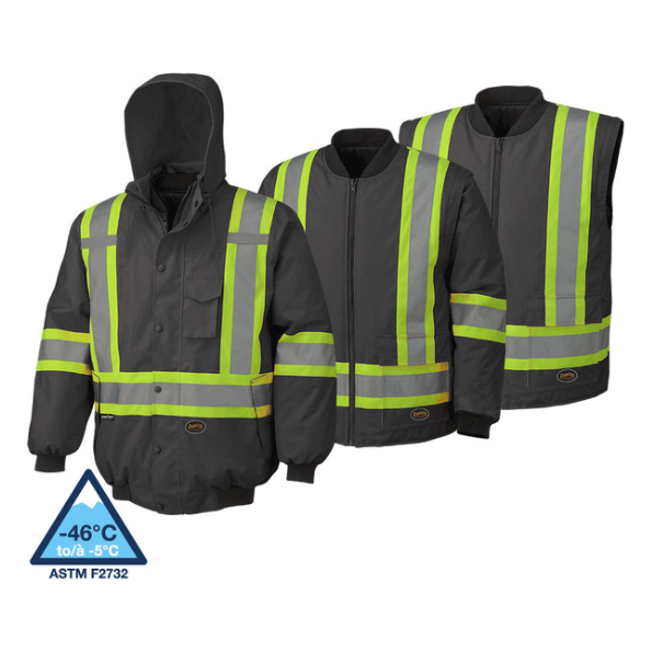 PIONEER 5026 HI-VIZ 100% WATERPROOF 6-IN-1 BOMBERS - BLACK