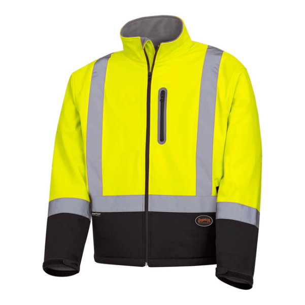 PIONEER 5689 SOFTSHELL MECHANICAL STRENGTH SAFETY JACKET - HI-VIZ YELLOW/ GREEN