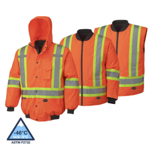 PIONEER 5022 WATERPROOF 7-IN-1 SAFETY BOMBERS - HI-VIZ ORANGE