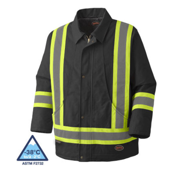 PIONEER 5535BKA QUILTED COTTON DUCK SAFETY PARKA - BLACK