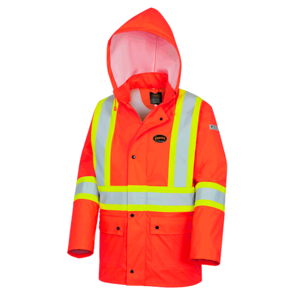 PIONEER 5892PKT FIRE RESISTANCE POLYURETHANE WATERPROOF SAFETY JACKET - HI-VIZ ORANGE