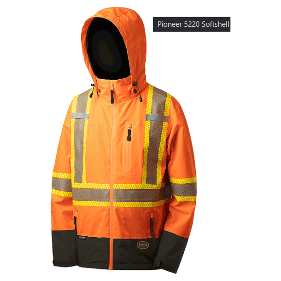 PIONEER 5220 SOFTSHELL WATERPROOF BREATHABLE PREMIUM SAFETY JACKET - HI-VIZ ORANGE