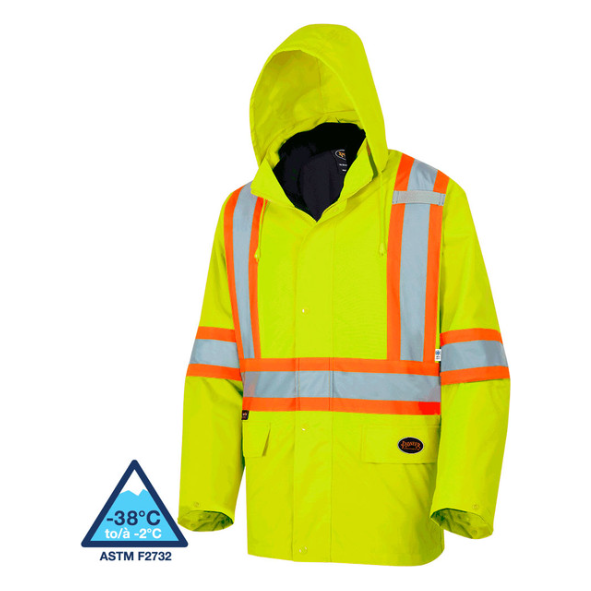 PIONEER 5633 "THE ROCK" SAFETY RAINWEAR / PARKAS (300D) - HI-VIZ YELLOW/GREEN