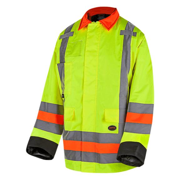 PIONEER 6040 QUEBEC WINTER INSULATED TRAFFIC CONTROL SAFETY JACKET - HI-VIZ YELLOW