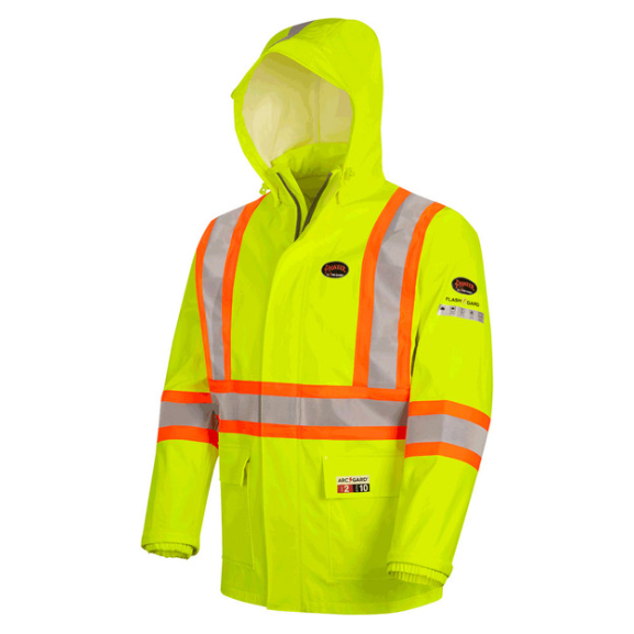 PIONEER 5881 WATERPROOF FLAME RESISTANT ARC RAIN JACKET - HI-VIZ YELLOW