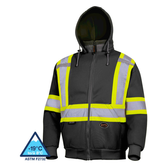 PIONEER 6925BK HI-VIZ POLYESTER FLEECE HOODIE - BLACK